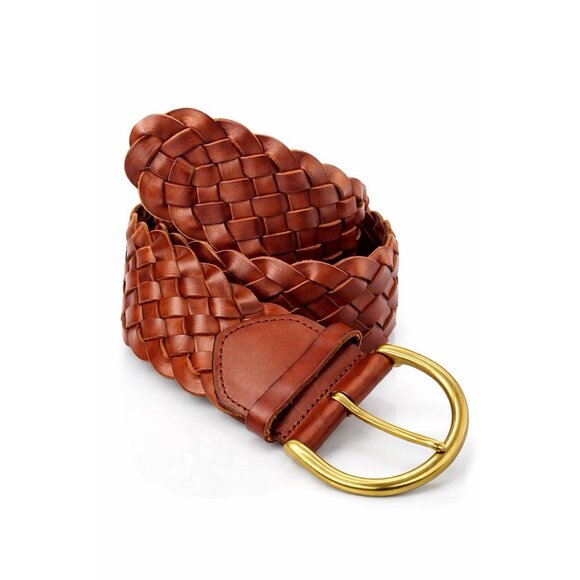 Madewell Accessories - Madewell Brown Woven Leather Women’s 3" Wide Belt Sz S Boho Festival Peasant